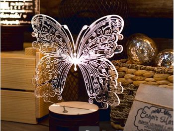 Акриловая лампа с бабочкой